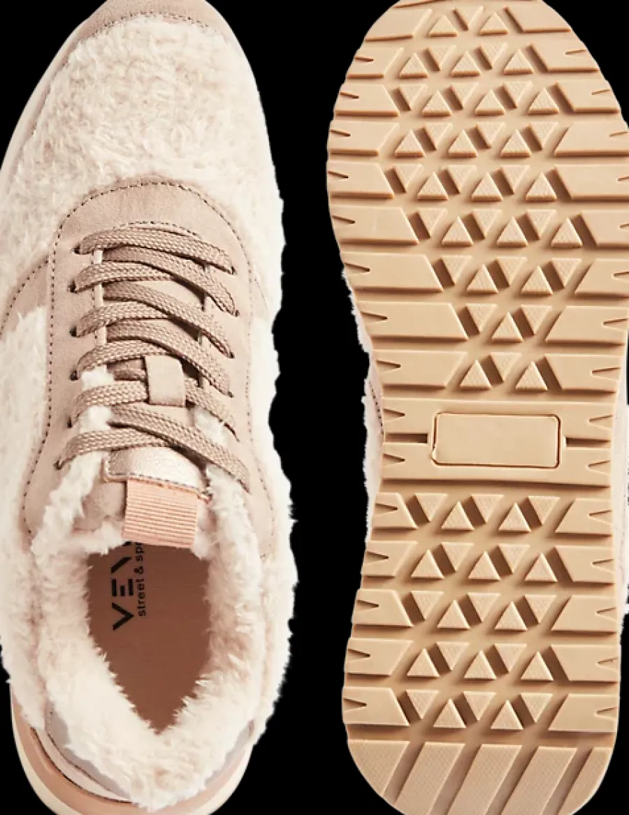 New beżowe ciepłe sneakersy damskie z futerkiem Damskie Sportowe