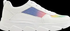 New białe sneakersy damskie z kolorową wstawką Damskie Sportowe