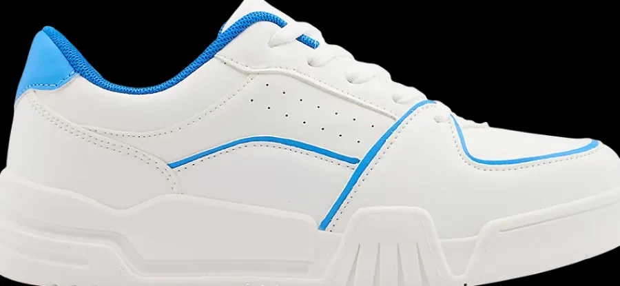 Online białe sneakersy damskie z niebieskimi akcentami Damskie Sportowe