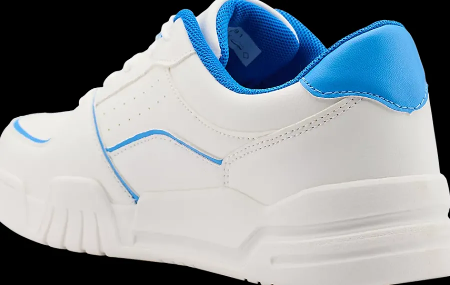 Online białe sneakersy damskie z niebieskimi akcentami Damskie Sportowe