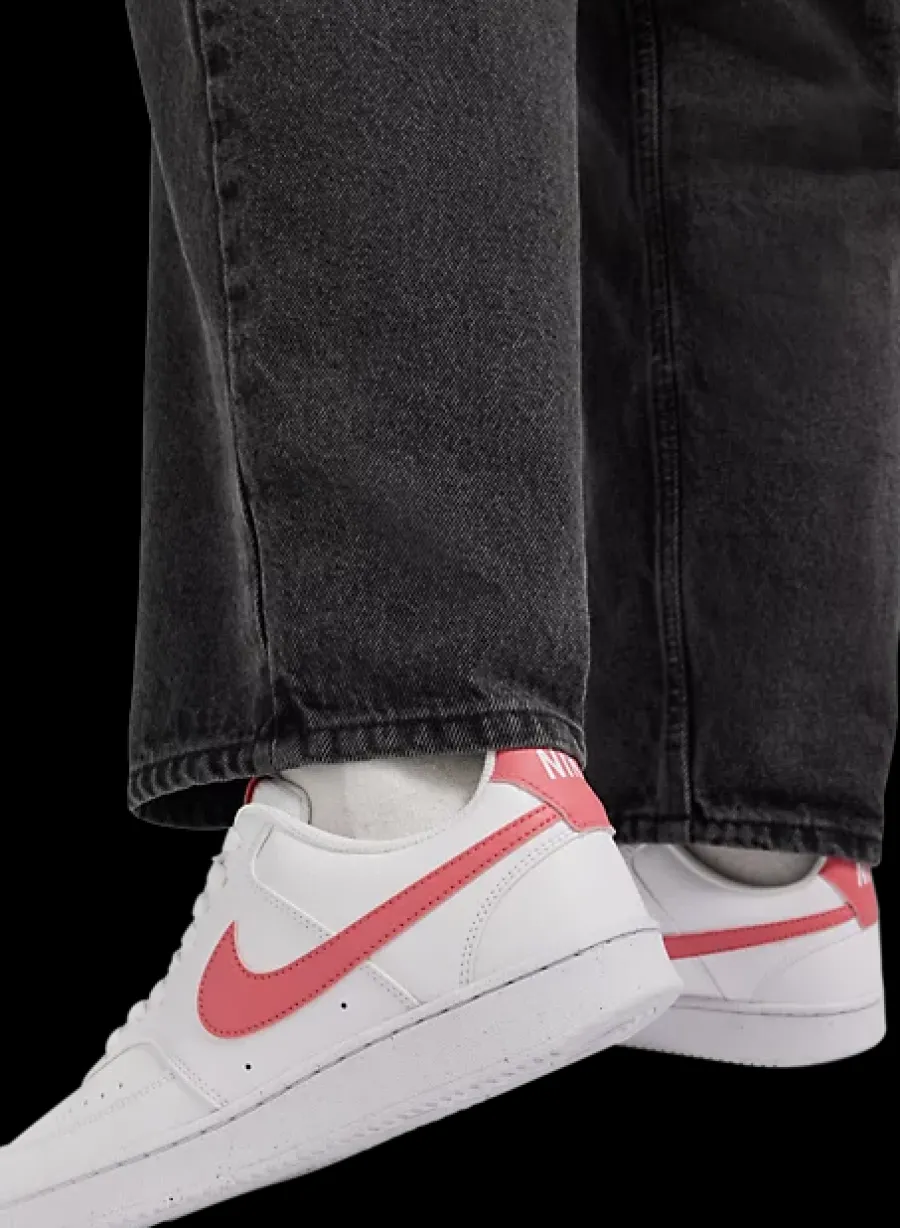 Sale białe sneakersy damskie Court Vision z koralowymi elementami Damskie Sportowe