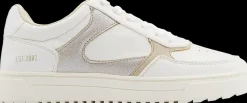 Outlet białe sneakersy damskie z kremowymi elementami Damskie Sportowe