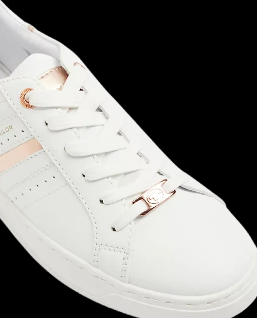 Best białe sneakersy damskie ze złotymi elementami Damskie Sportowe
