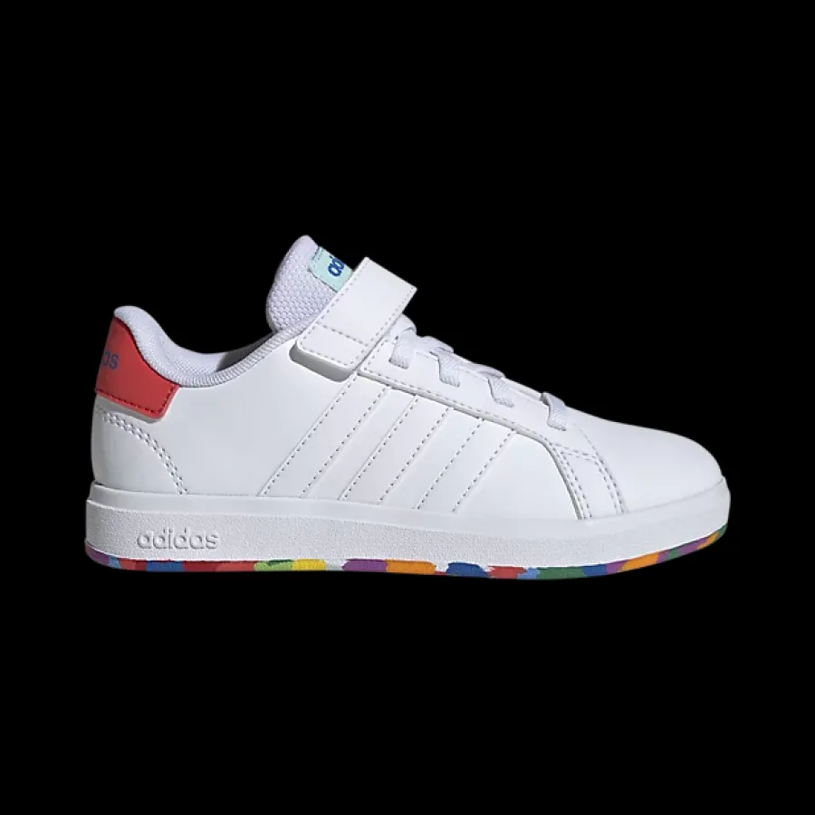 Best białe sneakersy dziecięce Grand Court na kolorowej podeszwie Dzieci Sportowe