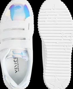 Discount białe sneakersy dziewczęce z efektem hologramu Dzieci Sportowe|Półbuty