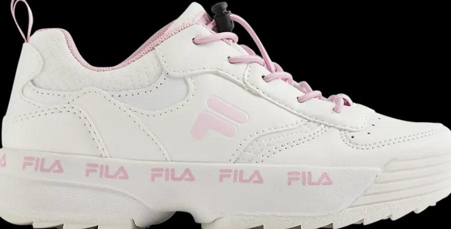 Online białe sneakersy dziewczęce z różowymi akcentami Dzieci Sportowe