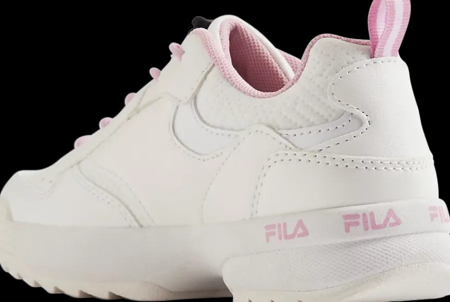 Online białe sneakersy dziewczęce z różowymi akcentami Dzieci Sportowe