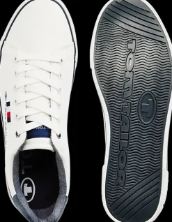 Outlet białe sneakersy męskie z granatowymi akcentami Męskie Sportowe