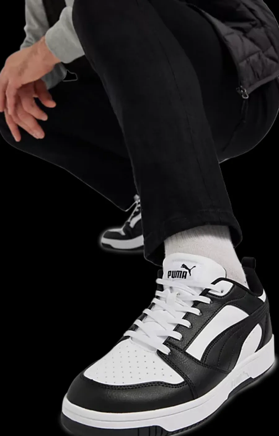 Outlet bialo-czarne sneakersy męskie Rebound V6 Low Męskie Sportowe|Markowe
