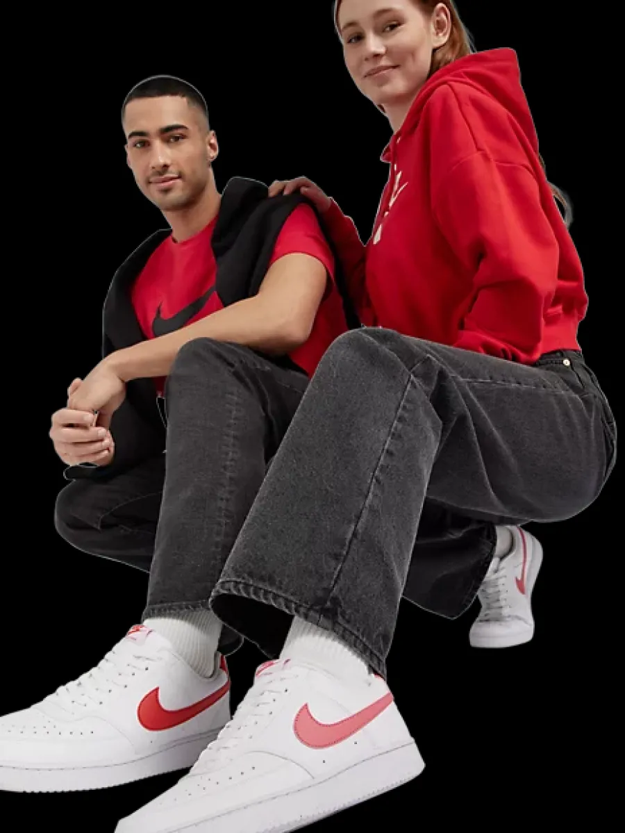 Hot biało-czerwone sneakersy męskie Court Vision Low Męskie Sportowe|Casual