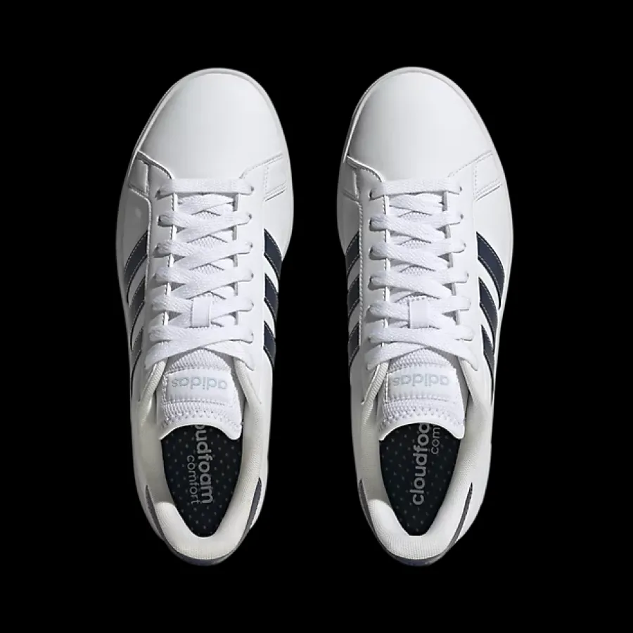 Online biało-granatowe sneakersy męskie Grand Court Base 2.0 Męskie Sportowe|Markowe