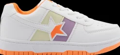 Sale biało-pomarańczowe sneakersy dziewczęce Dzieci Sportowe
