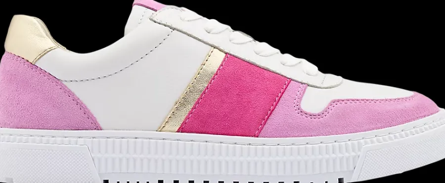 Best biało-różowe skórzane sneakersy damskie Damskie Sportowe