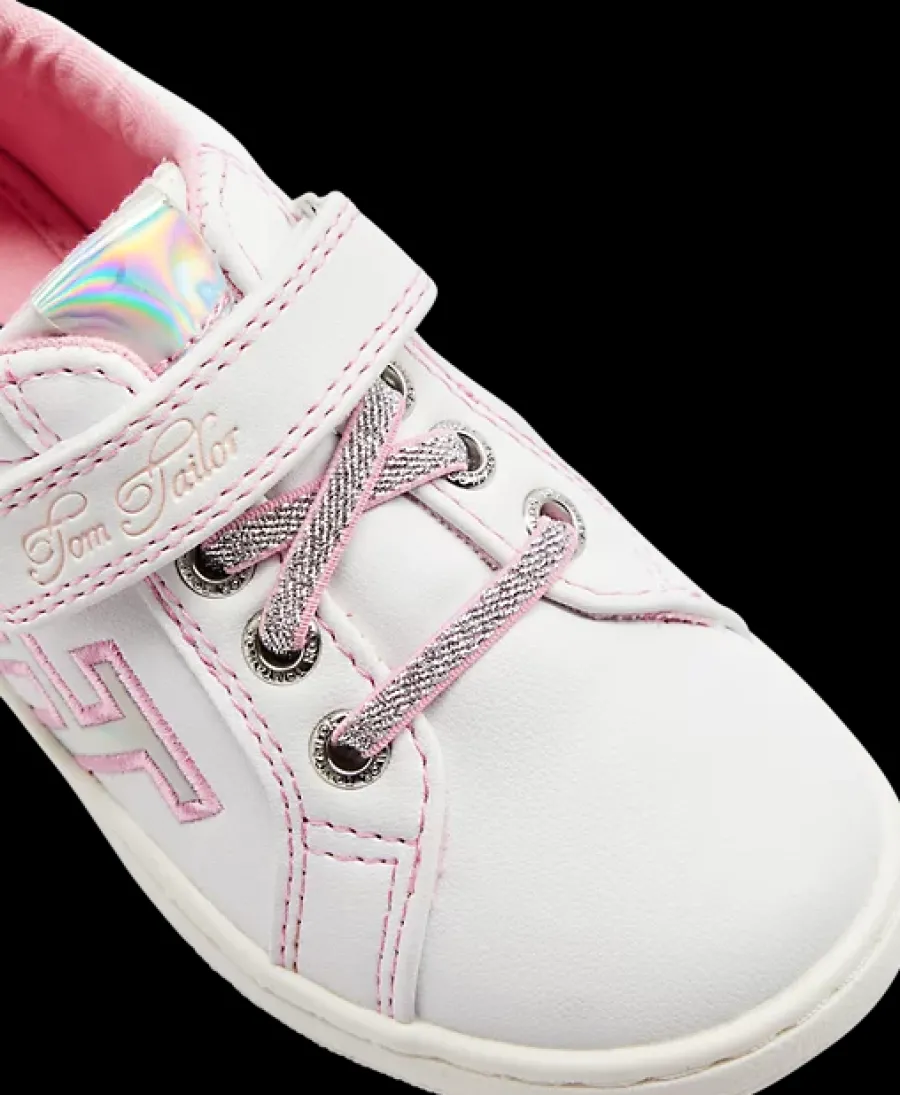 Sale biało-różowe sneakersy dziewczęce Dzieci Sportowe