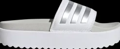 New biało-srebrne klapki damskie Adilette Platform Damskie Klapki|Klapki