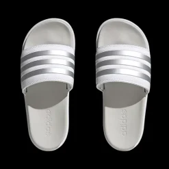 New biało-srebrne klapki damskie Adilette Platform Damskie Klapki|Klapki