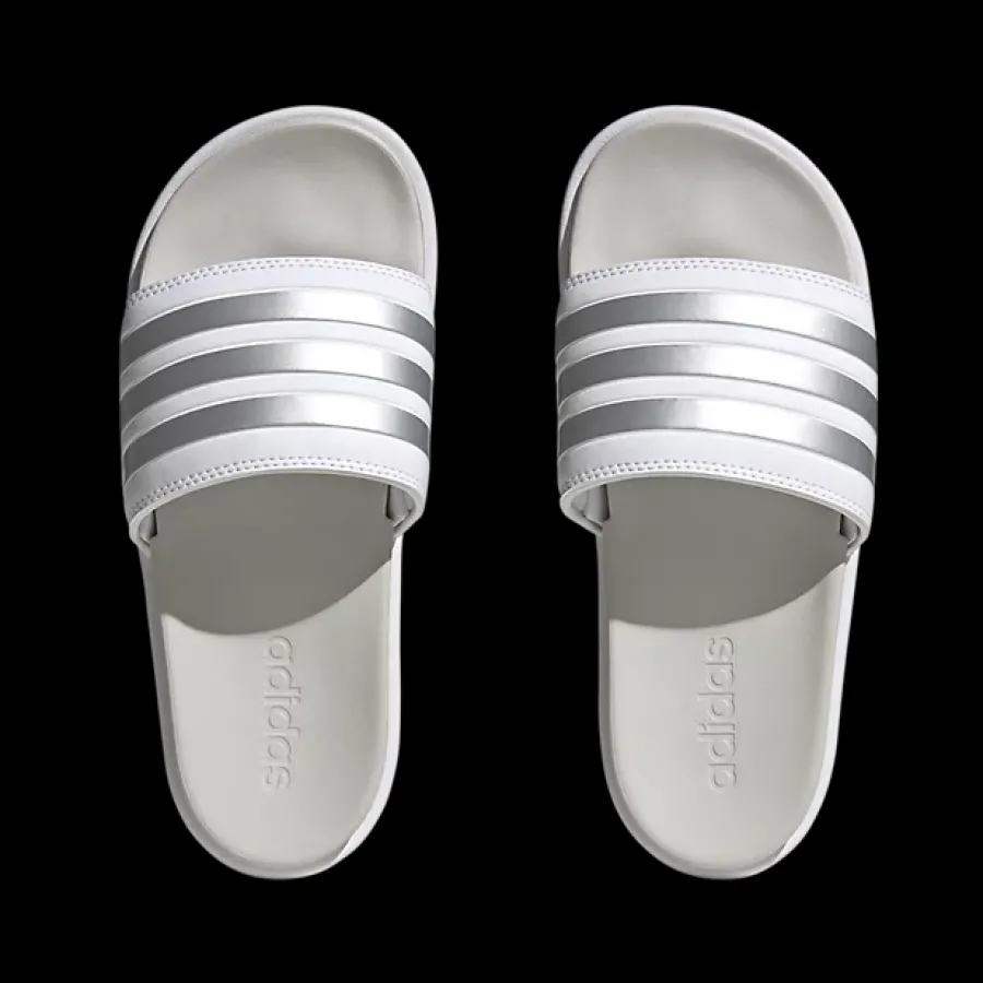 New biało-srebrne klapki damskie Adilette Platform Damskie Klapki|Klapki