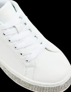 Online biało-srebrne sneakersy dziewczęce Dzieci Sportowe|Do Szkoły