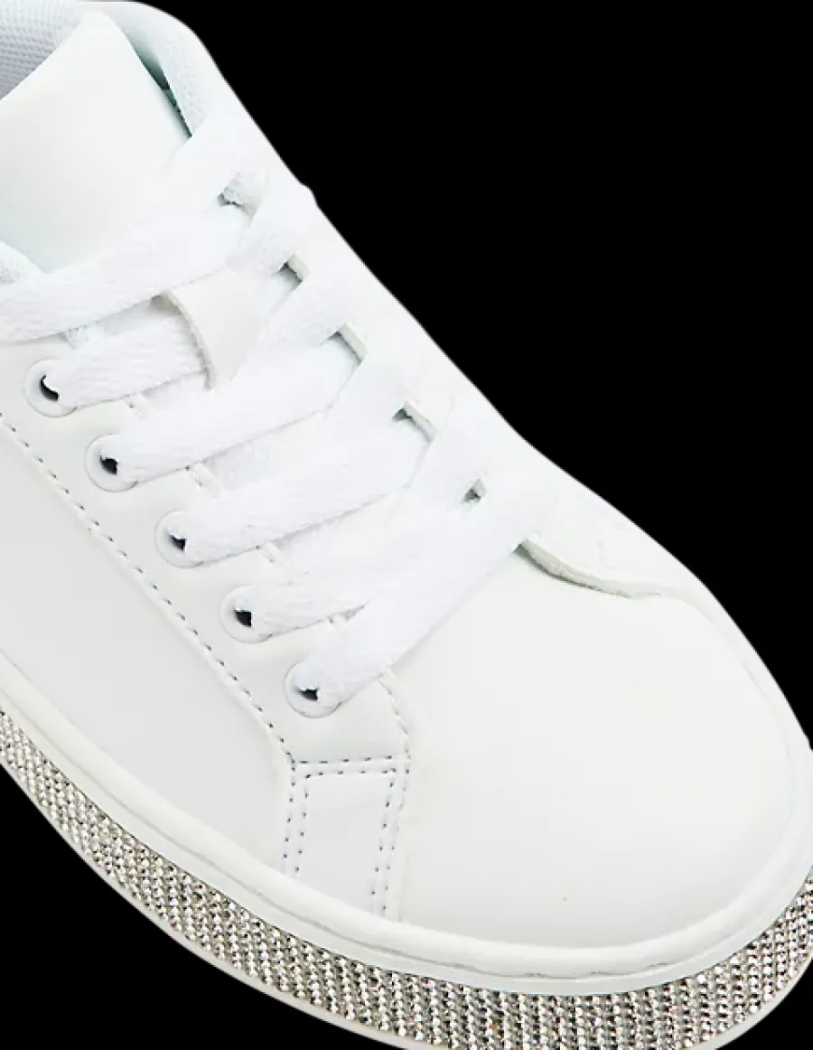Online biało-srebrne sneakersy dziewczęce Dzieci Sportowe|Do Szkoły