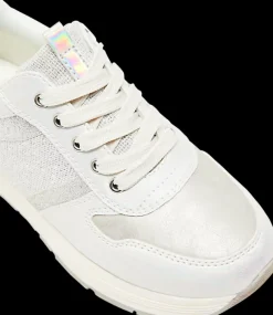 Outlet biało-srebrne sneakersy dziewczęce Dzieci Sportowe|Do Szkoły