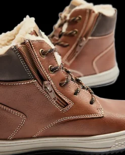 Outlet brązowe ocieplane sneakersy młodzieżowe Dzieci Kozaki|Sportowe