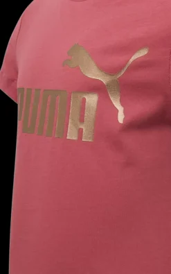 New ciemno tshirt dziewczęcy ze złotym logo Dzieci Odzież