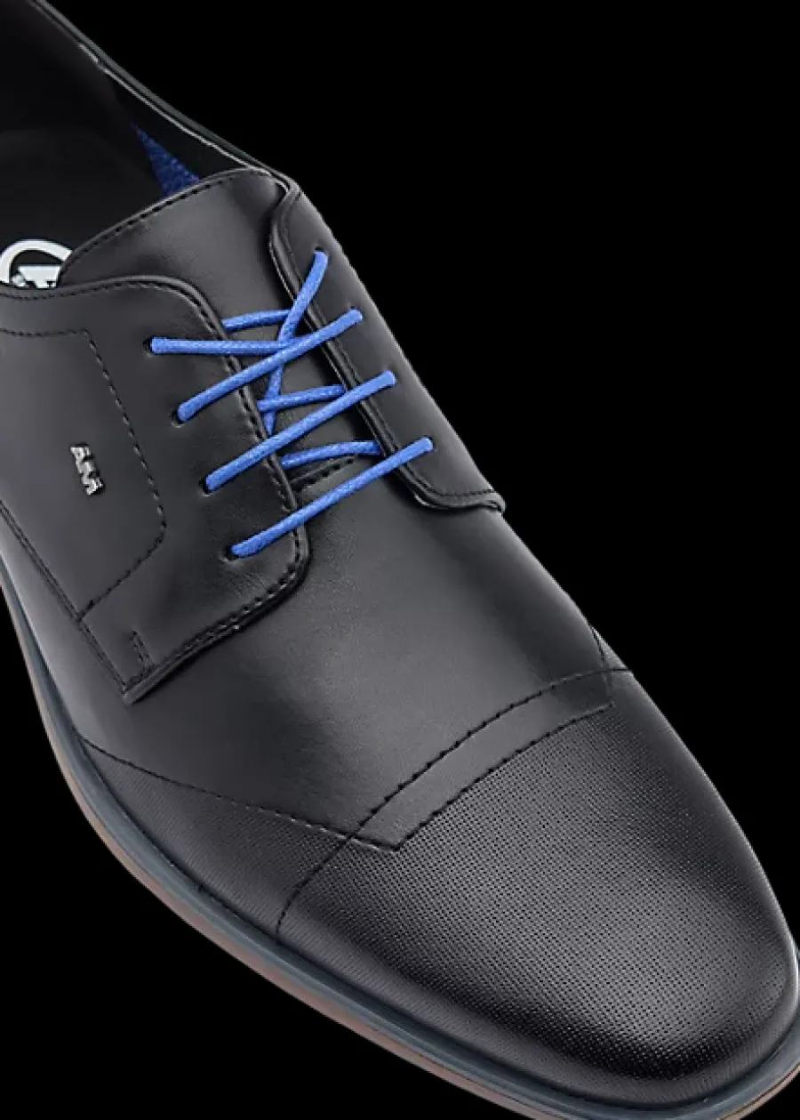 New czarne eleganckie półbuty męskie z niebieskimi sznurówkami Męskie Półbuty