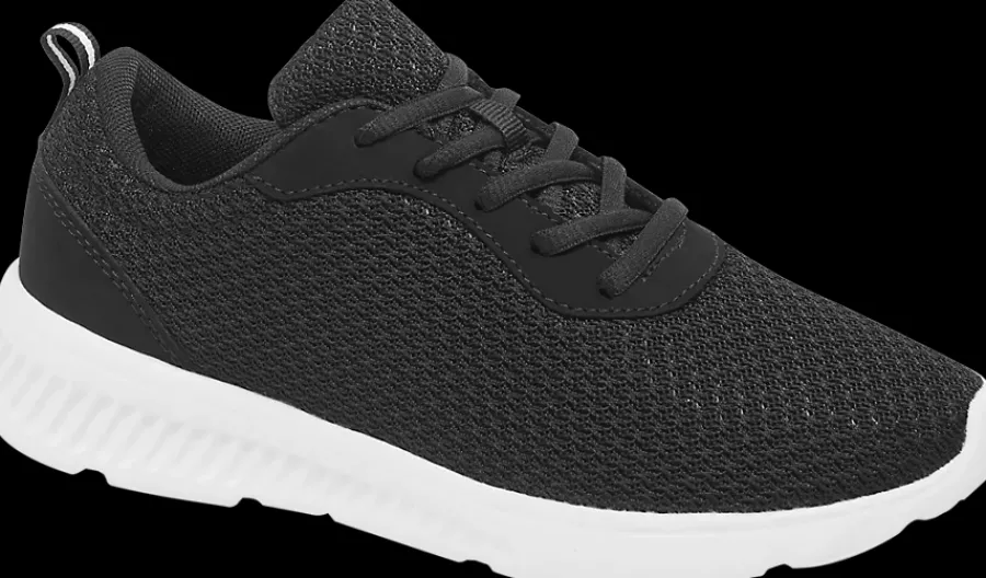 Online czarne lekkie sneakersy damskie na białej podeszwie Damskie Sportowe|Casual