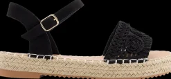 Discount czarne sandały damskie na espadrylowym spodzie Damskie Sandały