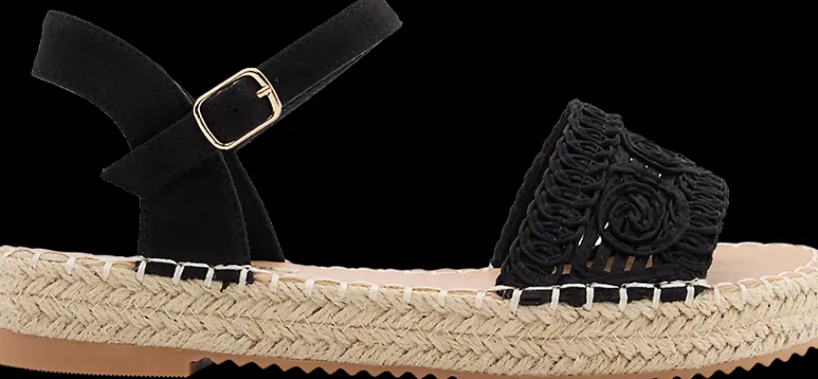 Discount czarne sandały damskie na espadrylowym spodzie Damskie Sandały