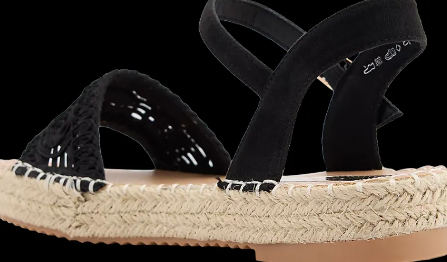 Discount czarne sandały damskie na espadrylowym spodzie Damskie Sandały