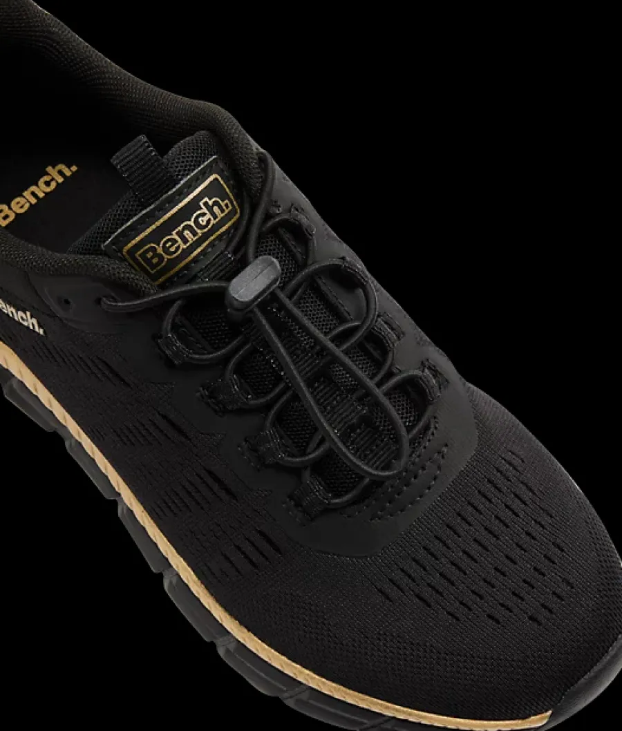 Discount czarne sneakersy damskie ze złotymi akcentami Damskie Sportowe