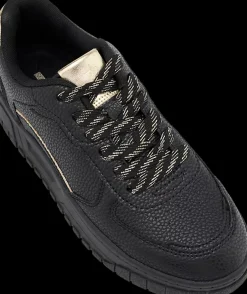 Discount czarne sneakersy damskie ze złotymi elementami Damskie Sportowe
