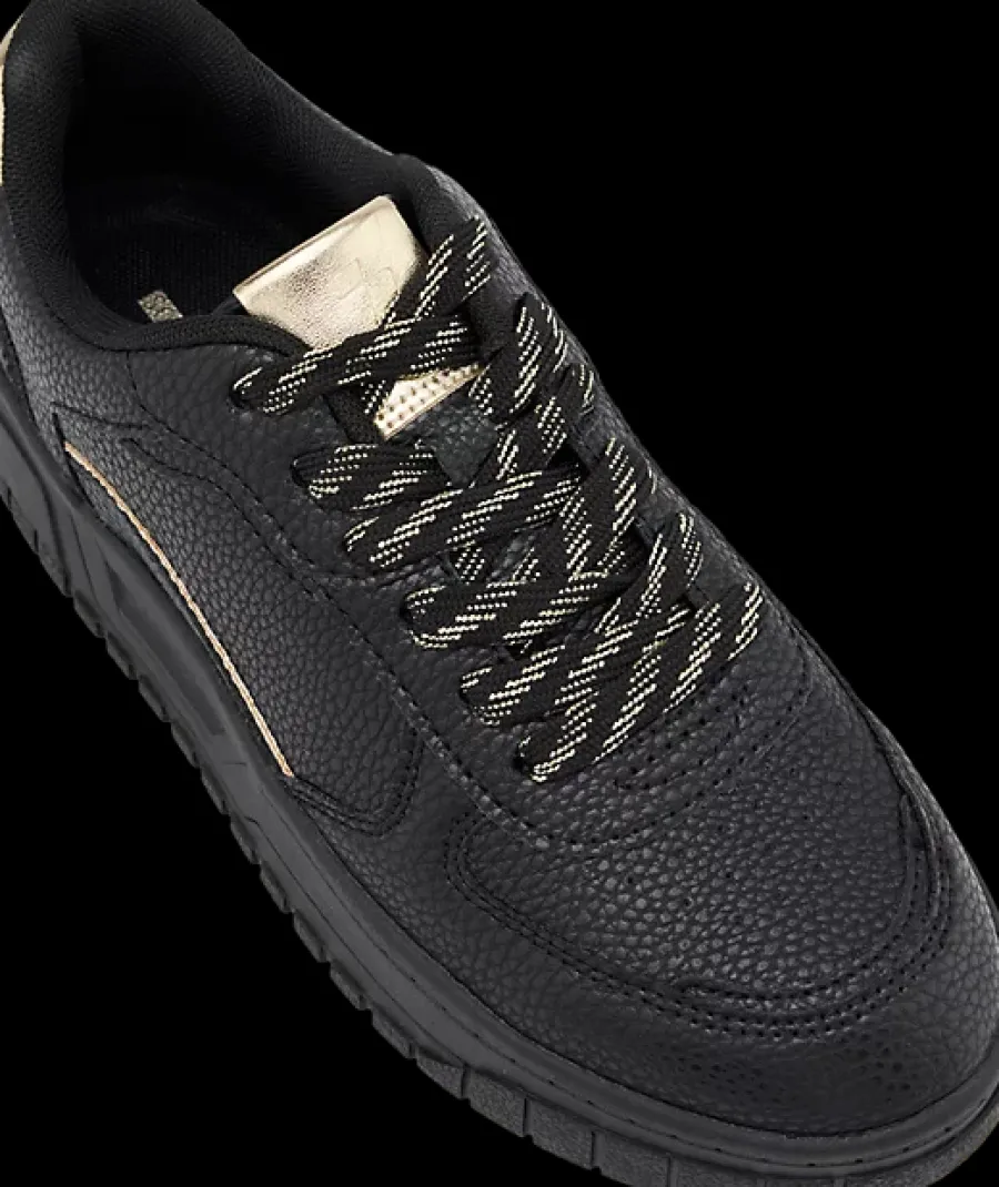Discount czarne sneakersy damskie ze złotymi elementami Damskie Sportowe