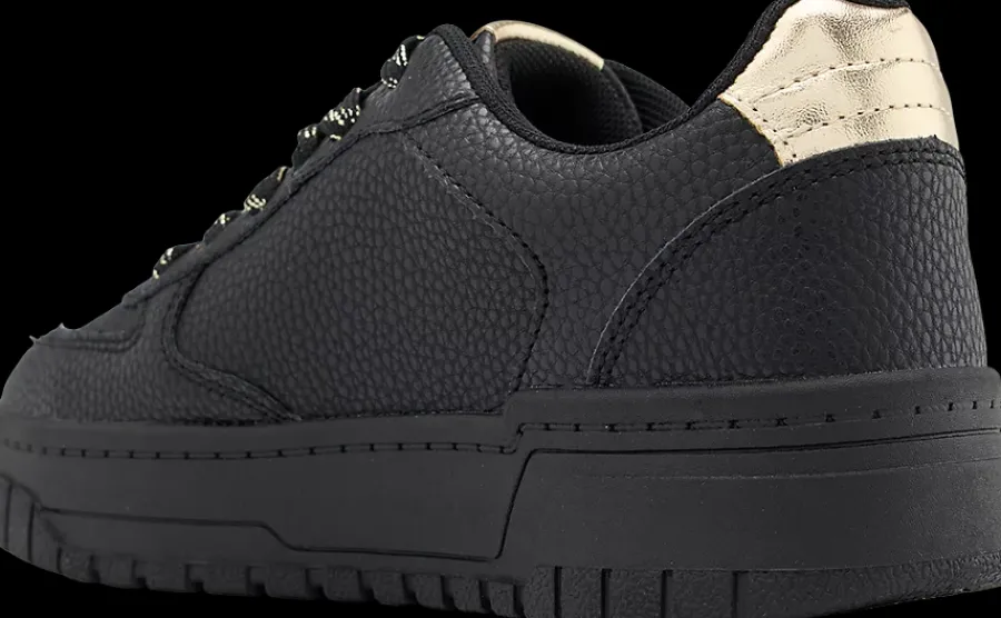 Discount czarne sneakersy damskie ze złotymi elementami Damskie Sportowe