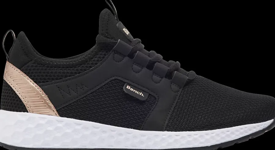 Sale czarne sneakersy damskie ze złotymi akcentami Damskie Sportowe