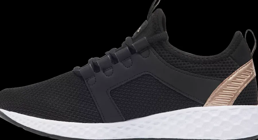 Sale czarne sneakersy damskie ze złotymi akcentami Damskie Sportowe
