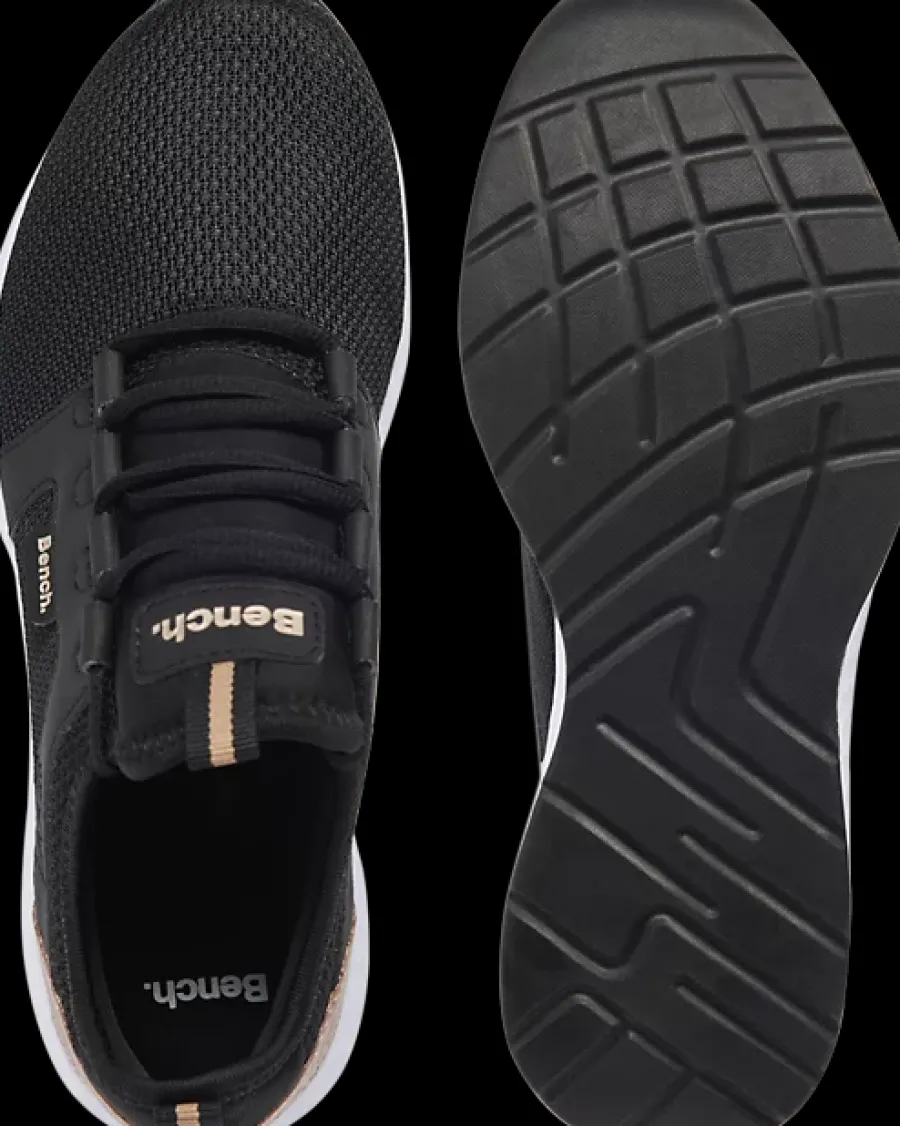 Sale czarne sneakersy damskie ze złotymi akcentami Damskie Sportowe