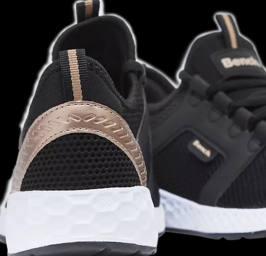 Sale czarne sneakersy damskie ze złotymi akcentami Damskie Sportowe