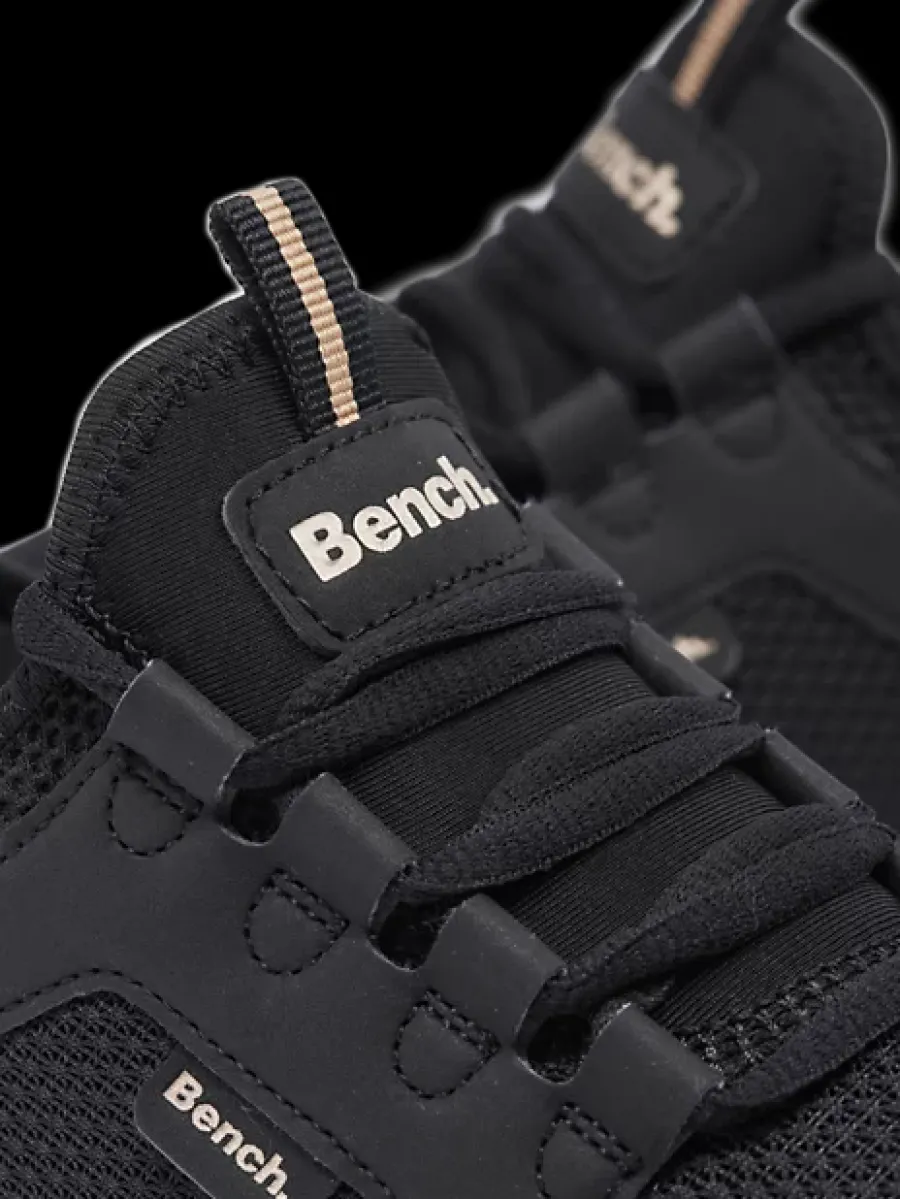 Sale czarne sneakersy damskie ze złotymi akcentami Damskie Sportowe