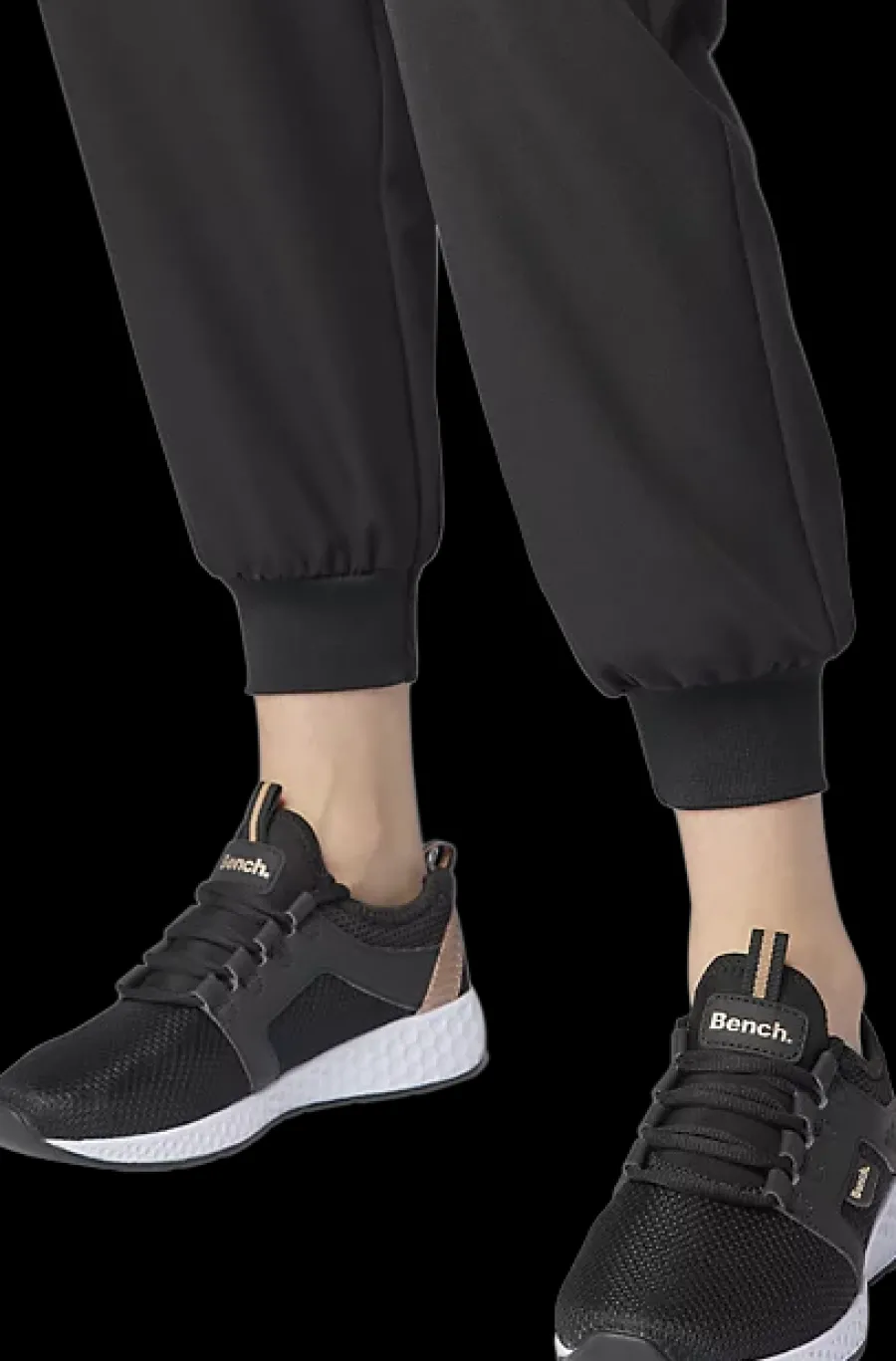 Sale czarne sneakersy damskie ze złotymi akcentami Damskie Sportowe