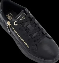 Discount czarne sneakersy damskie z ozdobnym zamkiem Damskie Sportowe|Casual