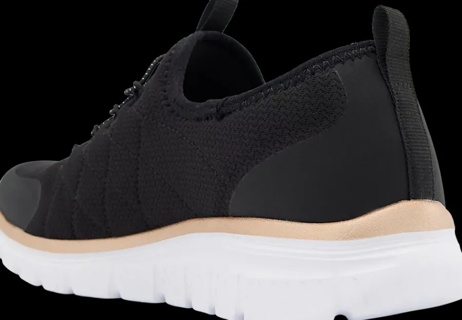 Discount czarne sneakersy damskie z wkładką memory foam Damskie Sportowe|Markowe