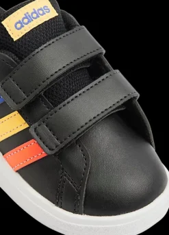 Best czarne sneakersy dziecięce GRAND COURT 2.0 z kolorowymi paskami Dzieci Sportowe|Dla Maluszków