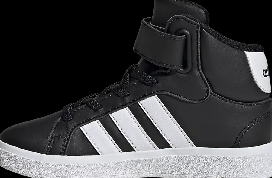 Discount czarno-białe wysokie sneakersy dziecięce Grand Court Mid Dzieci Sportowe