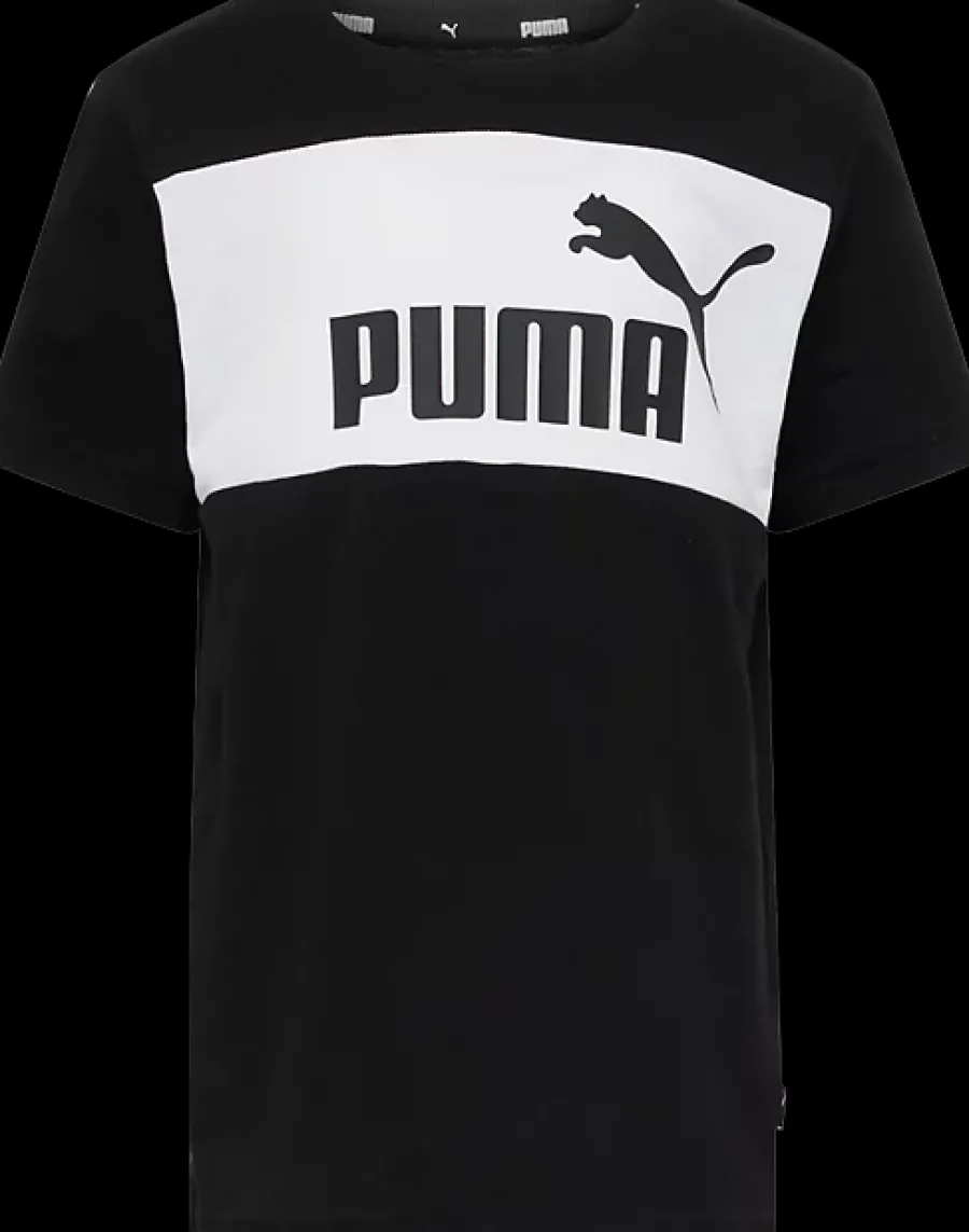 New czarno-biały tshirt młodzieżowy Ess Block Tee Dzieci Odzież