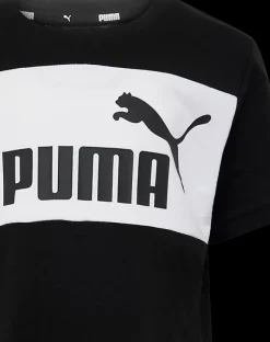New czarno-biały tshirt młodzieżowy Ess Block Tee Dzieci Odzież