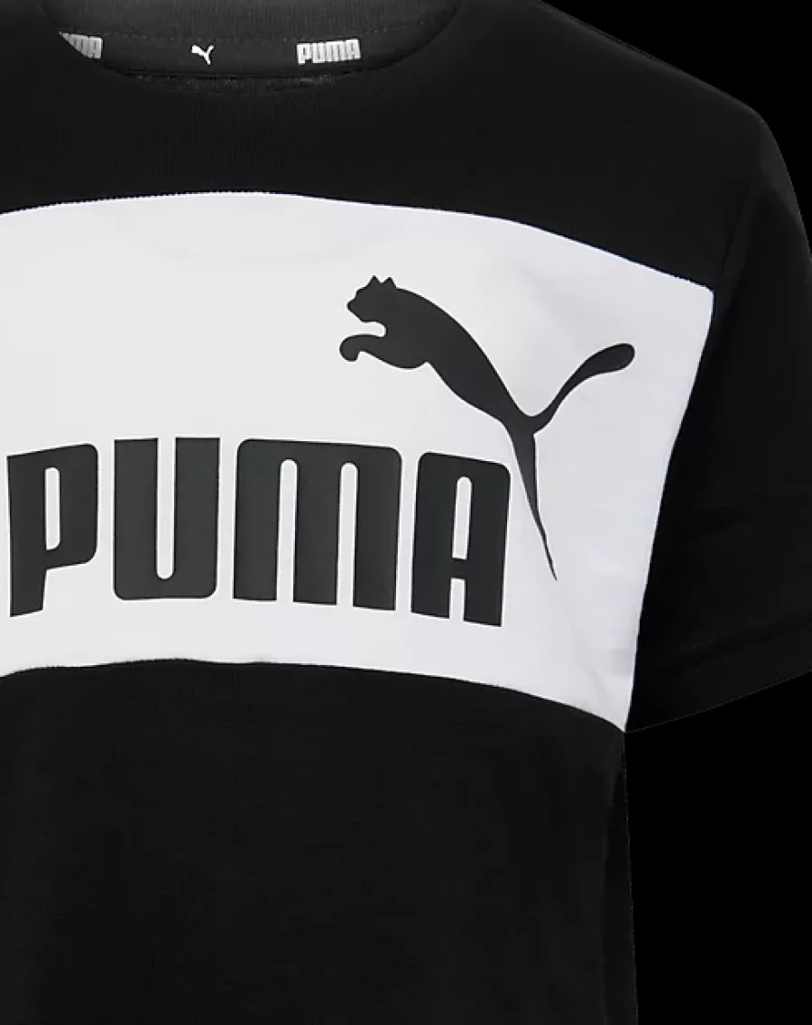New czarno-biały tshirt młodzieżowy Ess Block Tee Dzieci Odzież