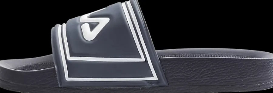 Discount granatowe klapki damskie z białym logo Damskie Klapki|Klapki