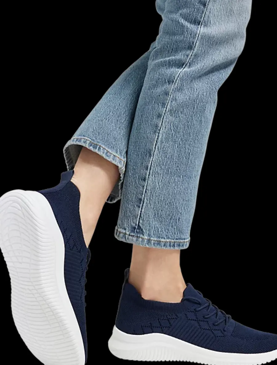 New granatowe sneakersy damskie na białej podeszwie Damskie Sportowe